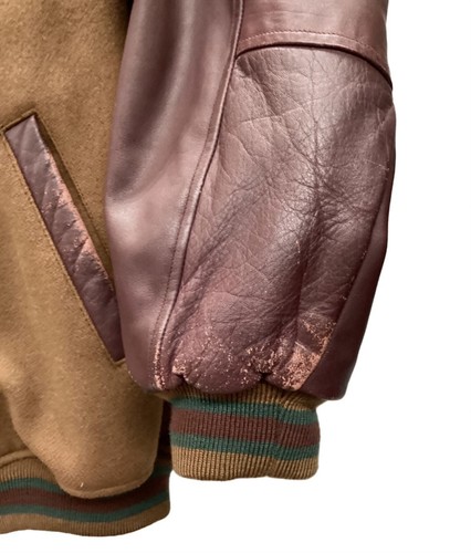 CHAPS RALPH LAUREN 90s Leather Varsity Jacket, Herren, braun, gebraucht (getragen) - Bild 2 von 10