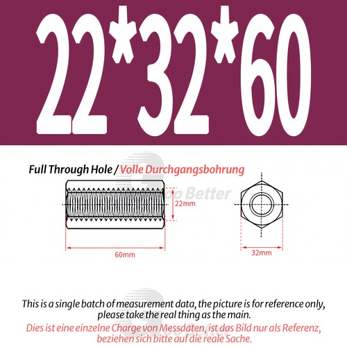 Gewindemuffen Sechskant Edelstahl V2A Langmuttern Verbindungsmutter M10-M24 - Picture 49 of 50
