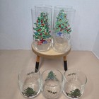 Vintage Luminarc Noel Christmas Tree Drinking Glasses Holiday Set of 7 4 lg/3 sm