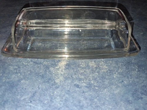 Vintage Corning Pyrex Clear Glass Covered Butter Dish Top & Base 72-B USA