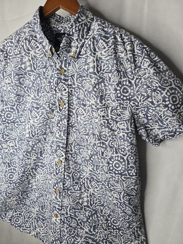 American Eagle Hawiian Shirt White Blue Tropical Collared Button-up Short Sleeve - Picture 5 of 16