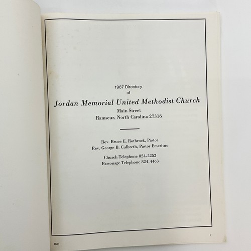 Jordan Memorial United Methodist Church Directory Ramseur NC 1987 Family Photos - Picture 6 of 19