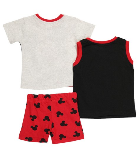 NUOVO! Set canottiera maglietta pantaloncini rossi Disney 3 pezzi bambino Topolino taglia 5 - Foto 2 di 2