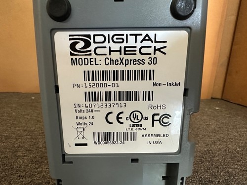 Digital Check CheXpress CX30 Non-InkJet Check Scanner 152001-01 /WH - Picture 4 of 8