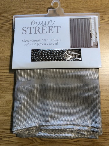 Main Street Shower Curtain 70x72 Taupe 12 Rings (a-br) - Picture 1 of 3