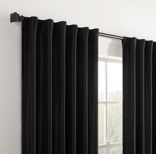 ECLIPSE Fresno Thermal Insulated Single Panel Darkening Curtain 52 x 108 Black - Picture 3 of 8
