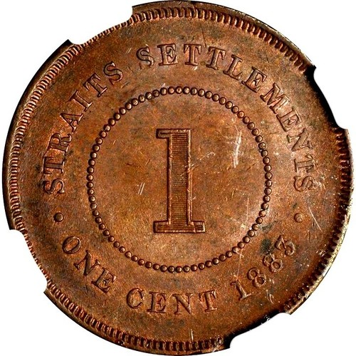 1883 Straits Settlements Cent, NGC MS 61, Malaysia - Picture 2 of 4