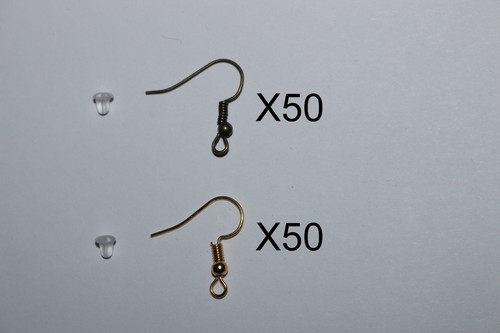 crochets, support boucle d'oreille (50%doré + 50%bronze) + fermoir plastique - Picture 4 of 5