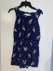 Girls Poof Girl Blue Floral Sleeveless Romper (Size Large)