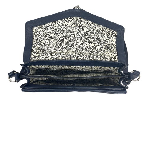 REBECCA MINKOFF Large HUDSON MOTO Leather Crossbody Messenger Bag NAVY  - Picture 17 of 20