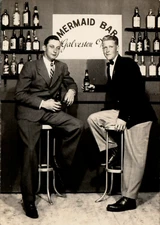 1940s RPPC Postcard Galveston TX  Mermaid Bar Jax Beer Young Men Studio Photo