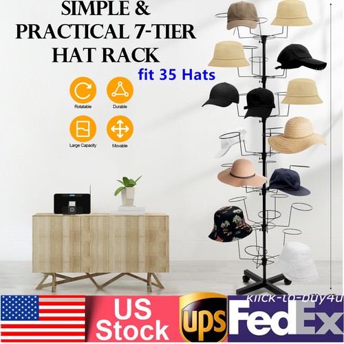 Retail Hat Display Rack 7 Tiers Hat Cap Display Retail Hat Cap Rack Rotating Spinner Metal ...