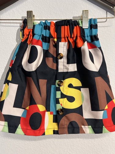 Girls size 5 Mini Letter Graphic Buttons Down Skirt Elastic Waist/ Trendy - Picture 2 of 8