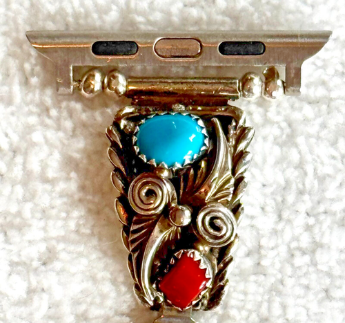 Sterling Silver Native American Vtg watch band modified to fit all Apple Watches - Picture 2 of 5