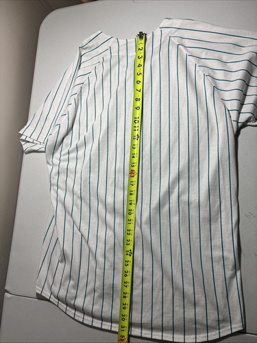 Camiseta deportiva a rayas vintage de los años 90 Florida Marlins Russell hecha en EE. UU. XL - Imagen 11 de 12