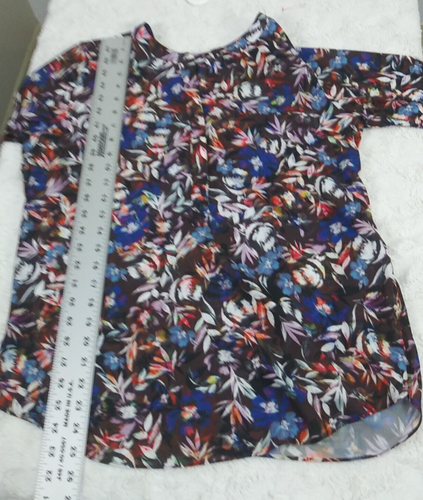 NYDJ Womens Colorful Floral Henley Shirt Small Pleated Back 3/4 Sleeve New $88 - Picture 7 of 9