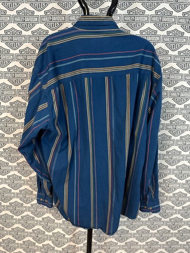Vintage 90s Men's Striped Western Style Long Sleeve Button Up Shirt Size XL Blue - Imagen 5 de 6