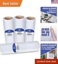 4 Pack 18" x 1200 ft Clear Stretch Film - Ultimate Packing Solution for Movers