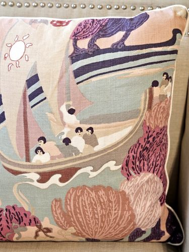 Almohada decorativa Schumacher Pearl River 100 % lino en rubor 22" X 22" - Imagen 3 de 8