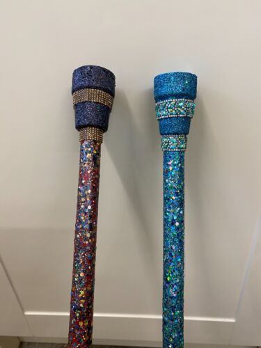 WALKING STICK WOMENS MENS WOODEN SMART PRETTY COLOURFUL byTerri B. GOLD RAINBOW - Picture 22 of 24