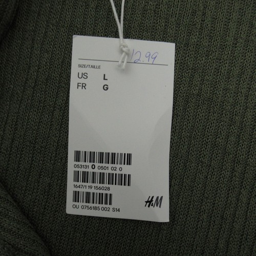 H&M Divided Womens Top Large Green Short Sleeve Twist Front Open Knit Casual - Picture 9 of 12