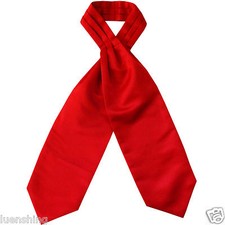 New Men's 100 Polyester solid full Ascot Cravat Only Wedding Prom formal Red