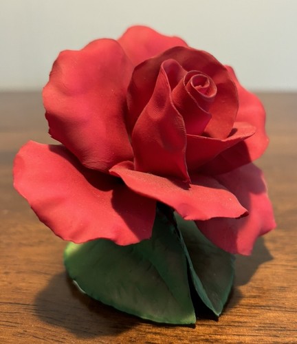 VTG Capodimonte Red Rose Full Bloom Porcellane Artistiche Fabar Made In Italy - Picture 5 of 9