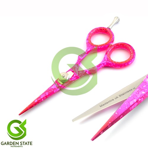 Pink Colour Barber Hair Cutting Stylist Scissors Mustache Trimming Shears & Comb - Picture 3 of 4