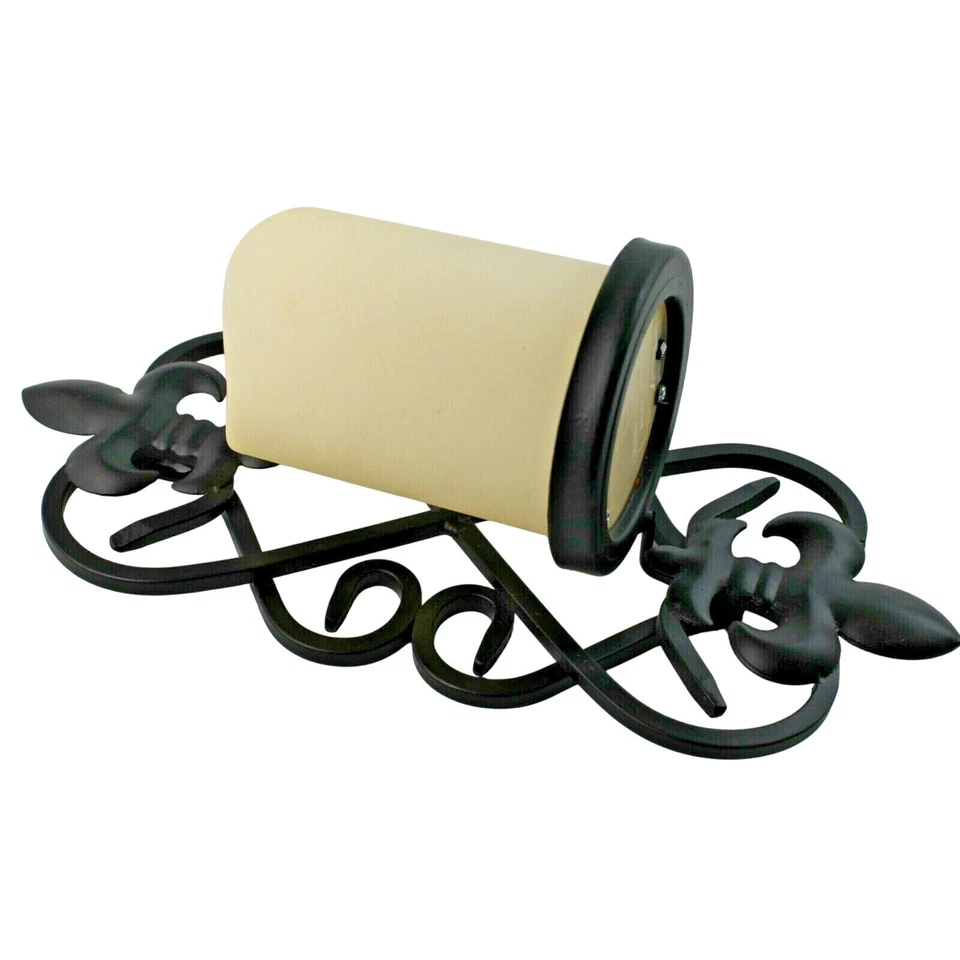 Aplique de pared Fleur De Lis 12" hierro forjado temporizador a batería vela sintética Foto 4 de 4