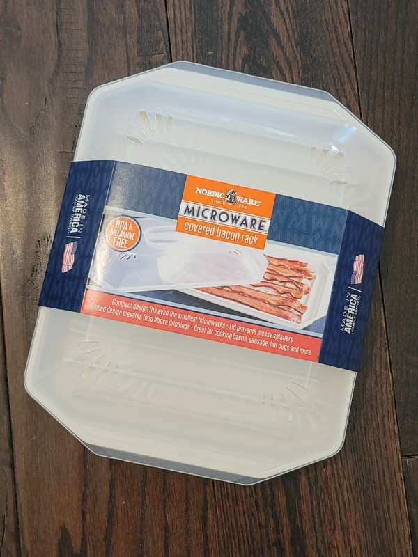 NORDIC WARE Micro-Ware COVERED Bacon Rack MICROWAVE Cookware MADE IN USA ~ New