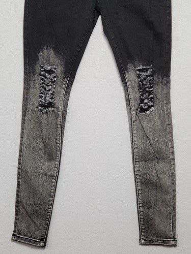 Pantalones de mezclilla ajustados ajustados rasgados para hombre talla 28 negros grises elásticos - Imagen 3 de 10