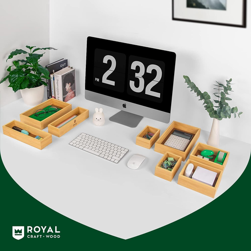 ROYAL CRAFT WOOD Luxury Bamboo Storage Box, Bin Set - Multi-Use Natural  - Picture 5 of 7
