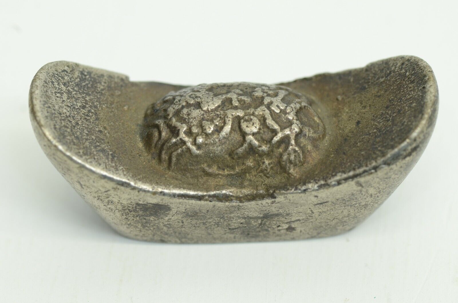 Antique Yuanbao Sycee Chinese Boat Silver Ingot 1820 Qing Dynasty