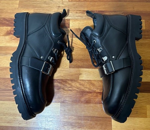 NWB AllSaints Shoes Black 7M Yarrow Calf Leather Lug Sole Chunky Moto Boots - Picture 8 of 11