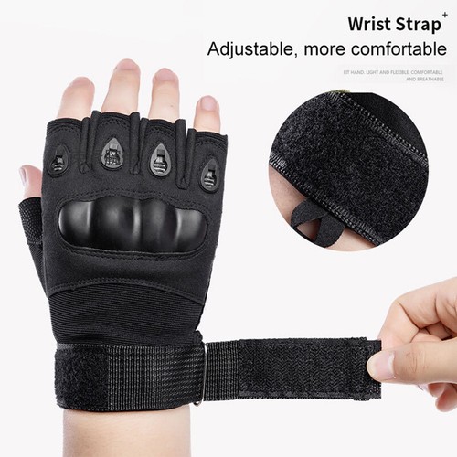 Motorcycle Half Finger Gloves Hard Kunckles Motorbike ATV MTB Sports Mittens - Picture 5 of 15