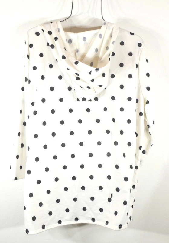 Nueva blusa con capucha para mujer 2X blanca a lunares manga larga talla grande nueva con etiquetas Foto 3 de 4