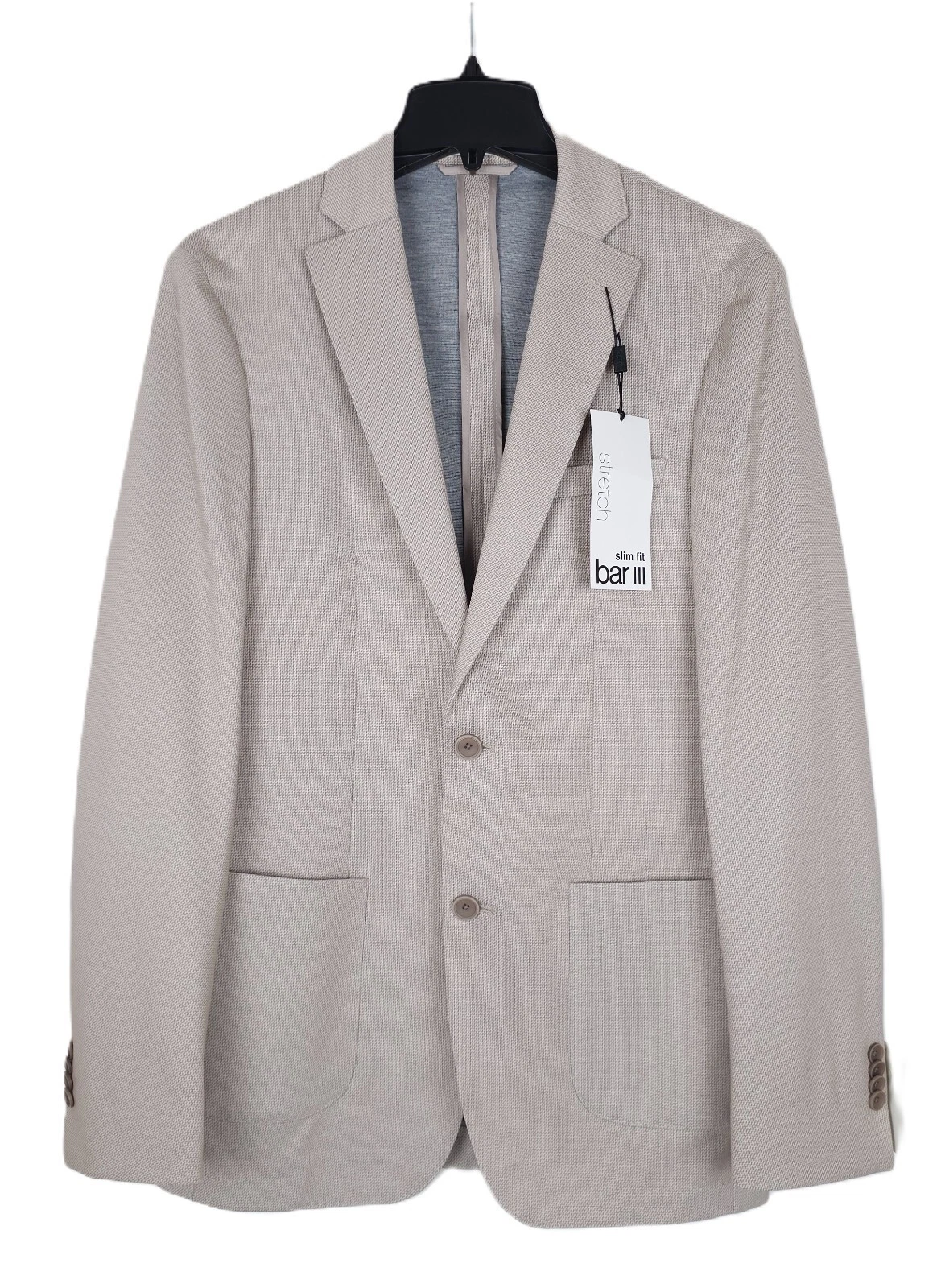 Bar III Mens Slim Fit Sport Coat Blazer 44R Beige Micro Zig Zag Stretch Knit NWT
Opens in a new wind