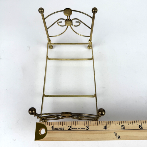 Vintage Dollhouse Miniature 1:12 Brass Double Bed Frame Metal 6.5" x 4" - Picture 5 of 5