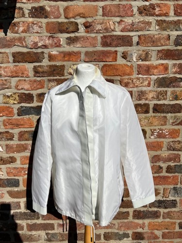 Giacca antipioggia Dolce & Gabbana 1996 Vintage Bianco Lucido Righe Pelle XL Italiano 48 - Foto 10 di 12