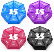 80 ROUND 7 DAY PILL BOX ORGANIZER FOR MEDICINE TRAVEL CASE HOLDER WEEKLY