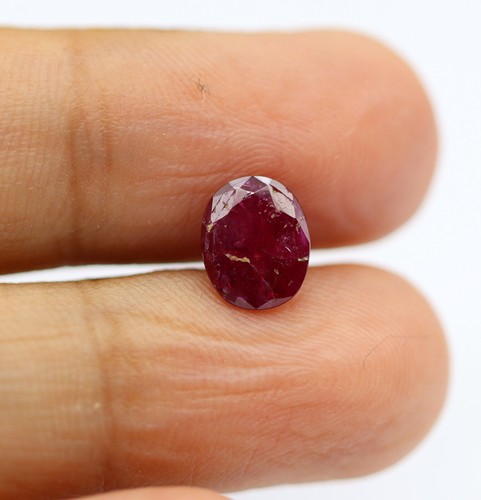 Burmese Origin Natural Ruby 1.25 Ct Dark Pinkish Red 7 x 6 mm Oval Cut Gemstone - Picture 5 of 8