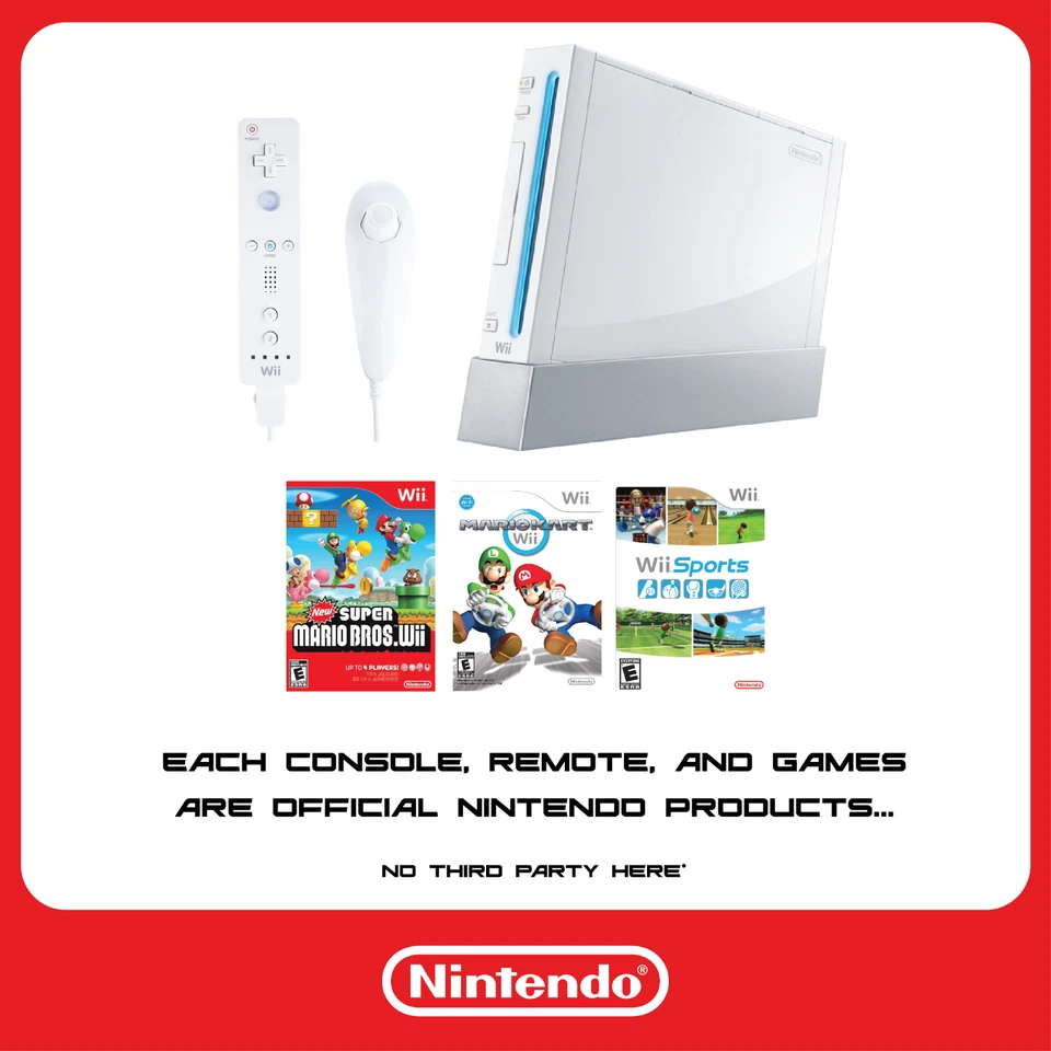 Official Nintendo Wii Game Console ~ Pick ~ Mario Kart, Wii Sports, Mario Bros. - Image 3 of 4
