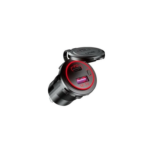12V QC3.0 USB Type C PD Fast Car Charger with Switch for Cellphone Tablet GPS - Zdjęcie 2 z 14