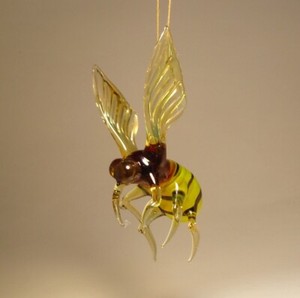 Miniature Tiny Lampwork Hand Blown Glass Flying Bee Bumblebee Figurine New