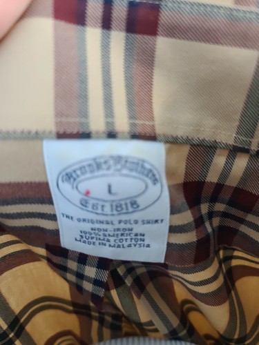 Brooks Brothers Supima Cotton Non Iron Oxford Shirt SZ LG Beige Red - Picture 3 of 4
