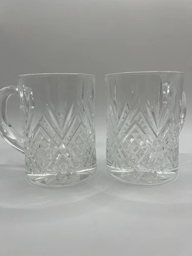 Vintage CRISTAL D'ARQUES DURAND MASQUERADE Pattern CRYSTAL Coffee Mugs Set Of 2