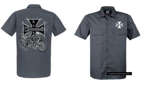 Chopper Chopper amp;oldschoolmotiv Biker Worker Grau Modell Hd Skelett Shirt Vintage 61wznqTX