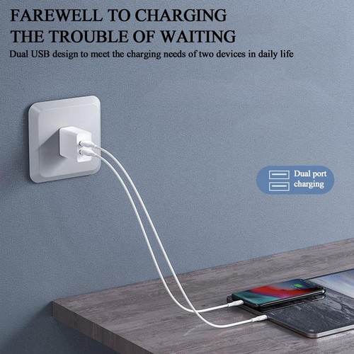 USB Wall Charger with Dual Port 2A 5V USB Plug, Power Adapter Charger 2024 - Photo 3 sur 13