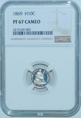 1869 NGC PR67CAM Cameo Proof Strike Liberty Seated Half Dime - Picture 1 of 2