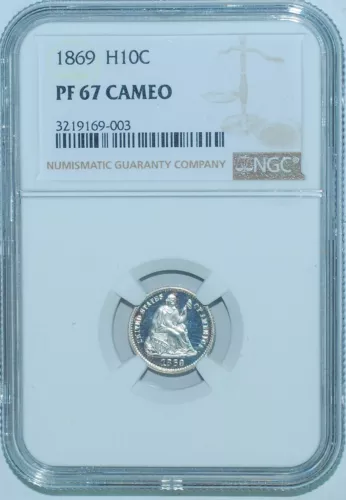 1869 NGC PR67CAM Cameo Proof Strike Liberty Seated Half Dime
